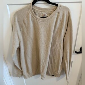 Faherty Waffle Knit Crewneck Pullover Organic Cotton Beige Sz XL Cozy Casual